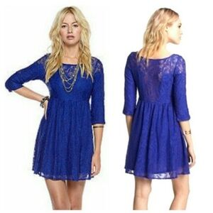 Free People Royal Blue Lace Midi Dress